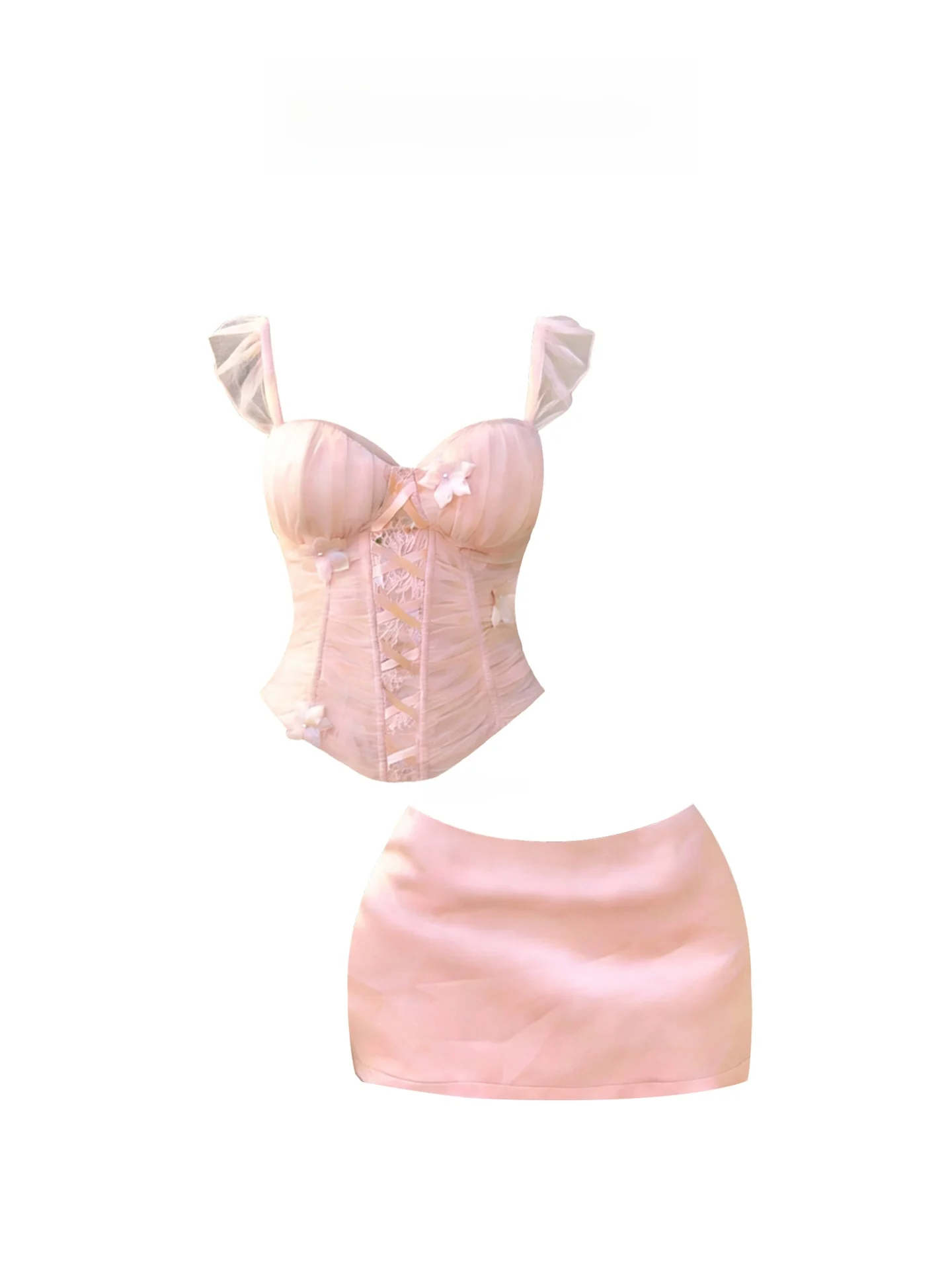 

HEZA Pink Fibone Slim Fit Top And High Waist Skirt Set for plus Size Women Summer Faion plus Size Bodycon Outfits