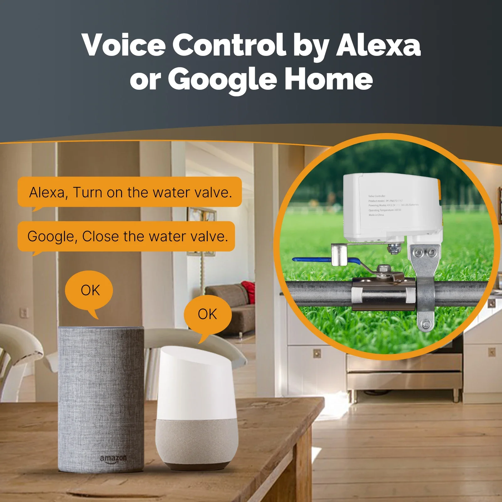 MOES Tuya ZigBee Smart Battery Water Gas Valve Controller Automatic Low Power Consumption Voice Control with Alexa Google Home
