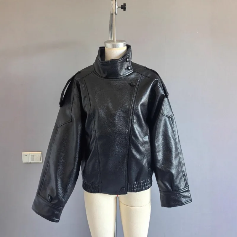 Winter Women's Faux Leather Jacket Retro New Arrival Minimalist Relaxed Fit Stylish Slimming Niche Versatile Casual Comfortable