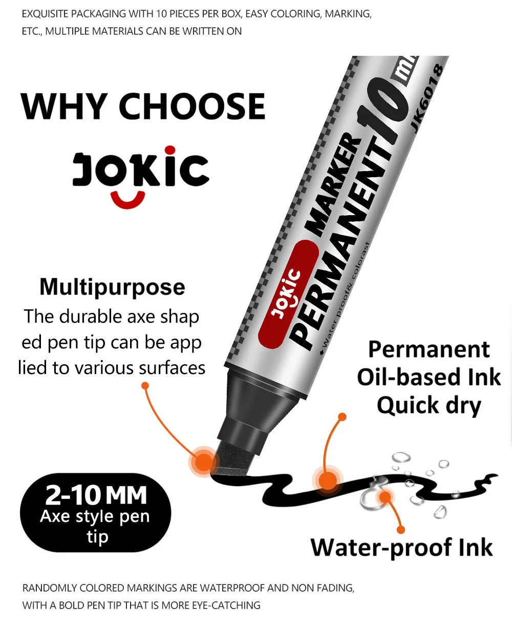 1/4 Stück Farben Set Permanentmarker, wasserfeste Tinte, dünne Spitze, rohe Spitze, schwarz, blau, rot, grüne Tinte, 10 mm rohe Farbmarkierungsstifte – Detail 5