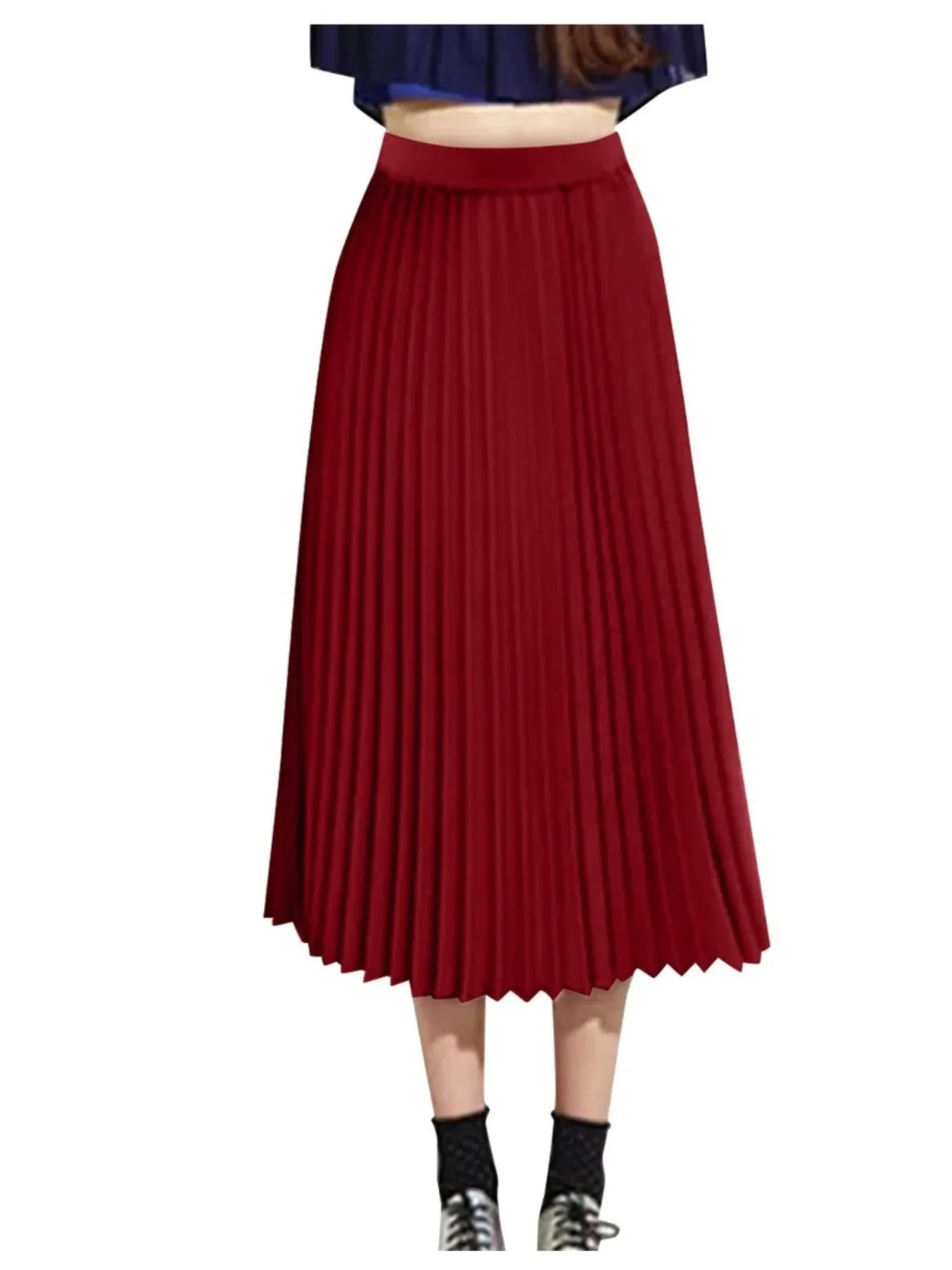 

Юбка-плиссе из шифона с эластичным поясом, цветная, длинная, для женщин, в уличном стиле, из полиэстера, А-силуэт