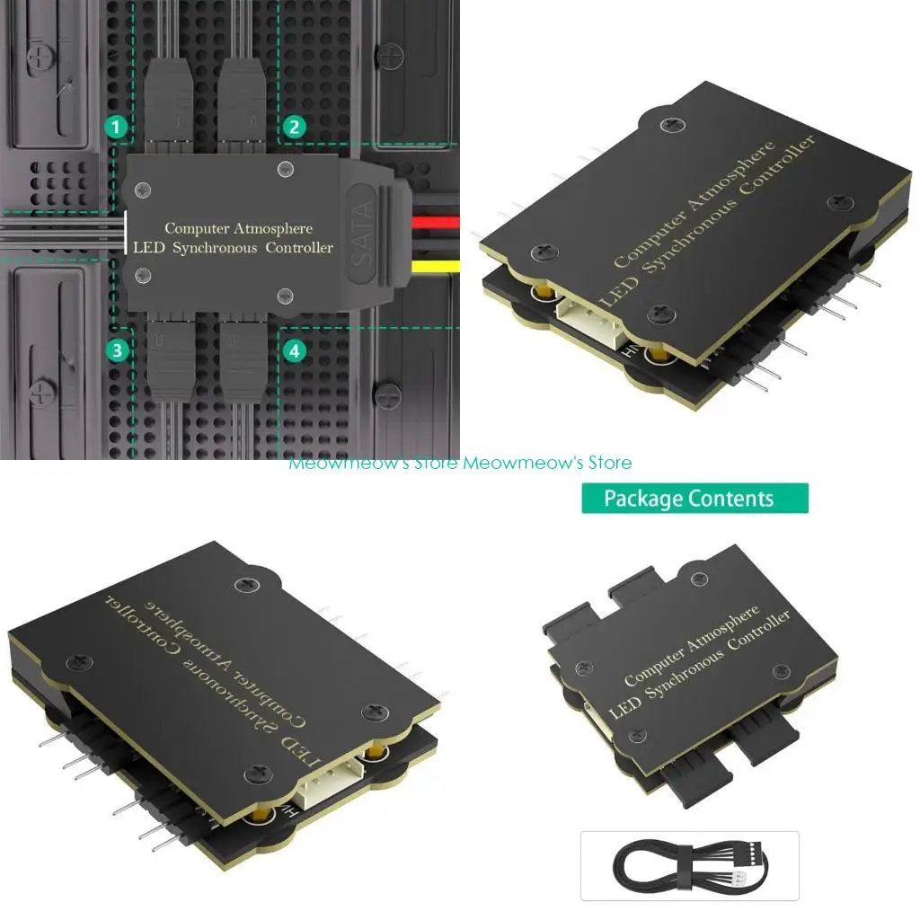 

W91A 4PORT 5V 3PIN ARGB Светодиодный контроллер Splitter Argb Controller Hub для вентиляторов ПК,