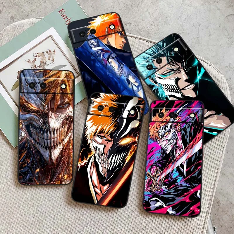 

Anime Bleach Art Cool Popular Phone Case For Google Pixel 9a 9 8A 8 7 7A 6 6A Pro XL 2024 5G Black Soft TPU Silicone Cover