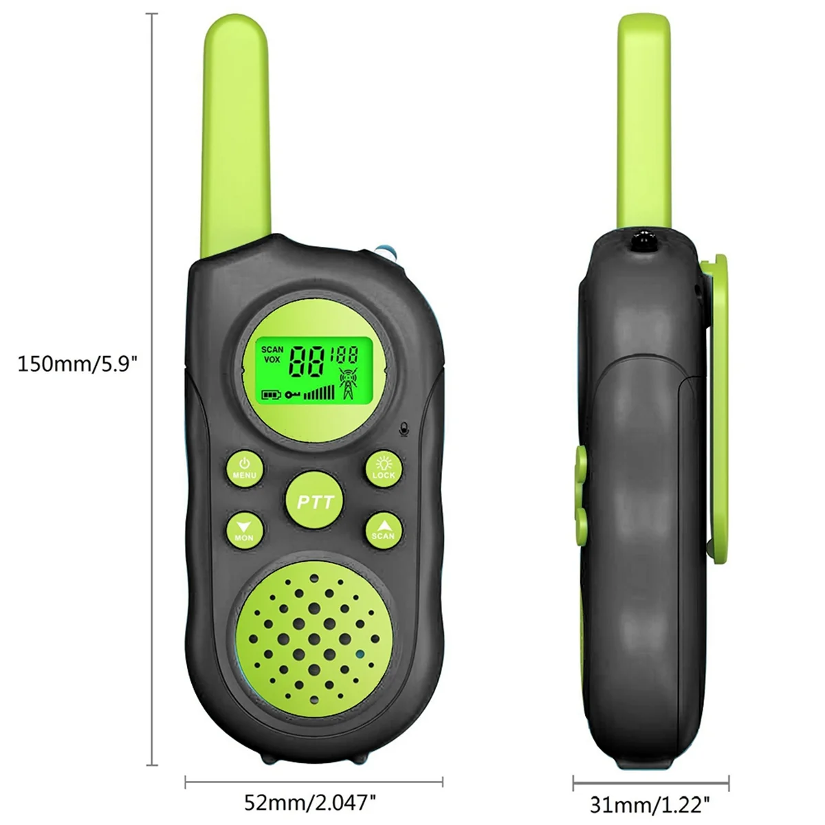 AM-Toys สําหรับ 3-12 ปี เครื่องส่งรับวิทยุสําหรับเด็ก 22 ช่องพร้อมไฟฉาย ระยะ 8 กม. สําหรับภายนอก แคมป์ปิ้ง