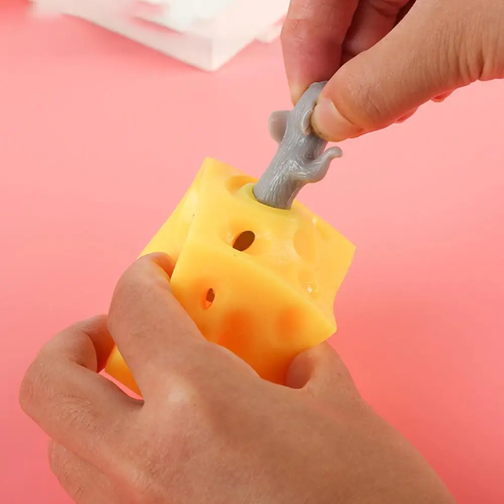 Zabawna zabawka myszka z serem na palce, urocza myszka antystresowa, zabawka antystresowa dla uczniów, zabawki z serem K2e4