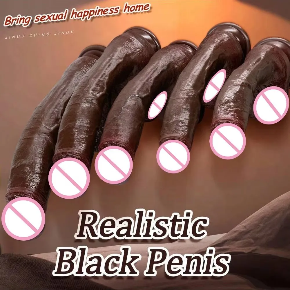 Dual-Layer Silicone Realistic Dildo with Strong Suction Cup, Harness Compatible for Women, Adult Sex Toy for Hands-Free Play