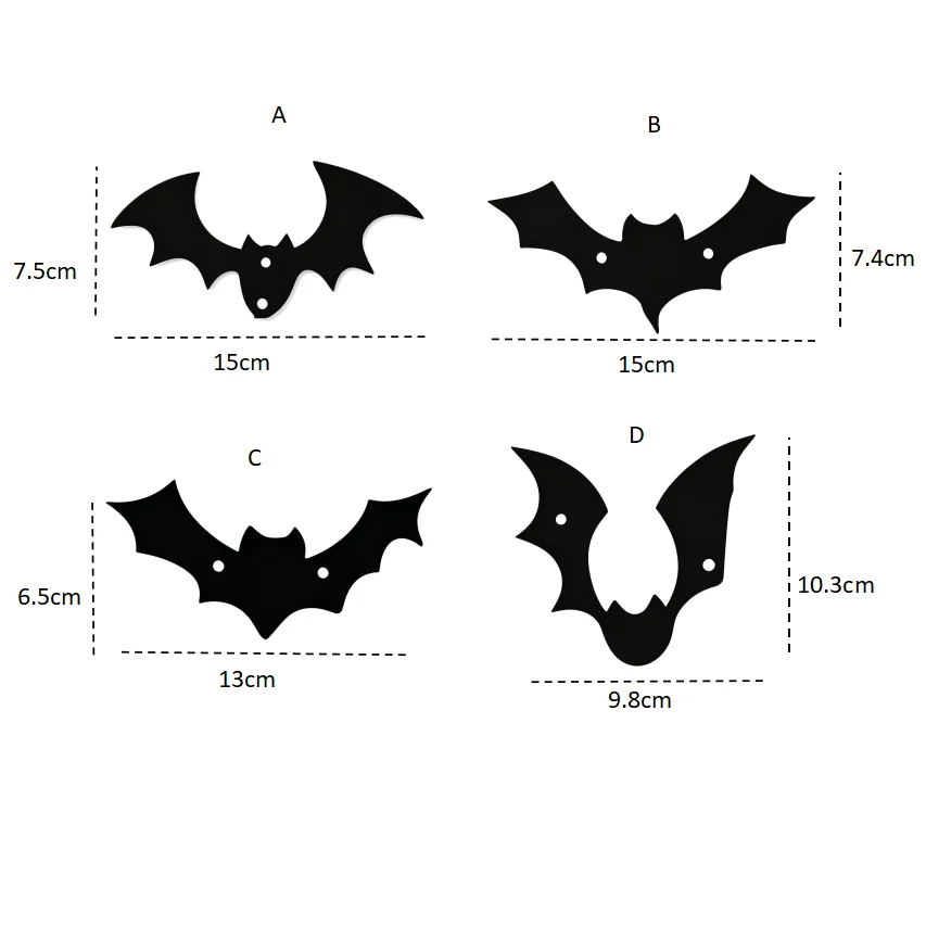 4-Piece Set of Black Iron Bat Wall Decorations, Multi-Sized Gothic Style Metal Bat Hollow-Out Wall Ornaments, Spooky Halloween Hanging Decorations, Waterproof Metal Bat Hangings, Suitable for Indoor and Outdoor Haunted Houses, Bars, Bedrooms, Window Displays, and Party Scene Arrangements