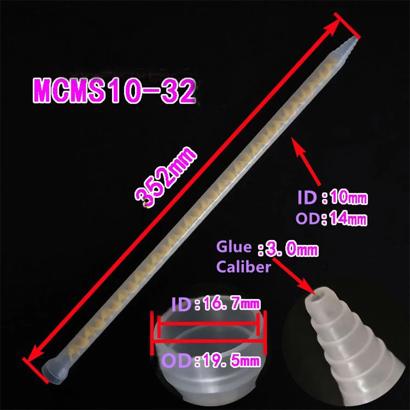 MC/MS10-32 Plastic Resin Static Mixer Bell Mouth 32 Element Mixing Tube Nozzles For Duo Pack Epoxies epoxy cartridge - Image 2