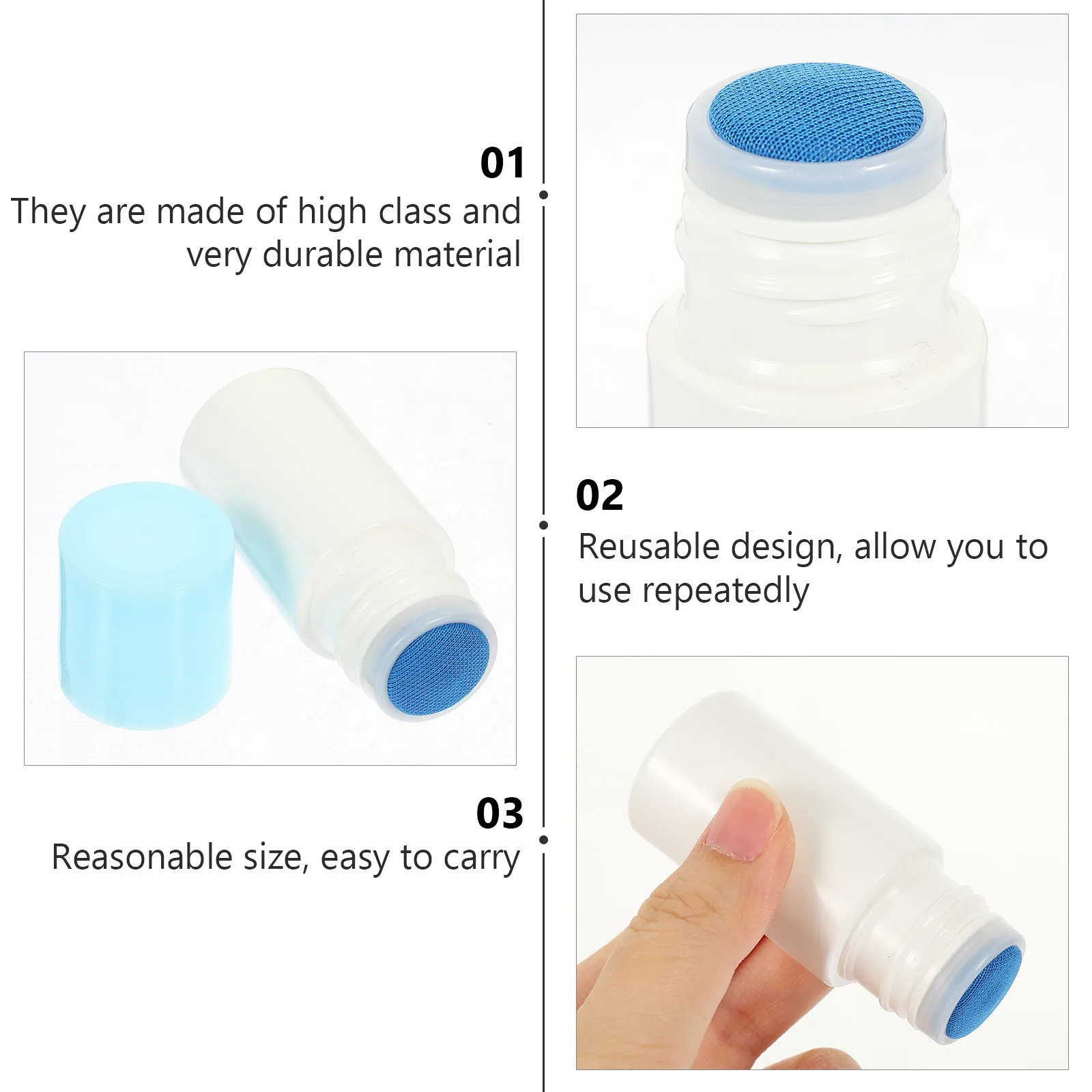 10 Stück Schwammkopf-Flüssigkeitsflaschen, hochwertige, nachfüllbare kleine Unterflaschen, leichter Reise-Rollbehälter, vielseitig einsetzbar, leer