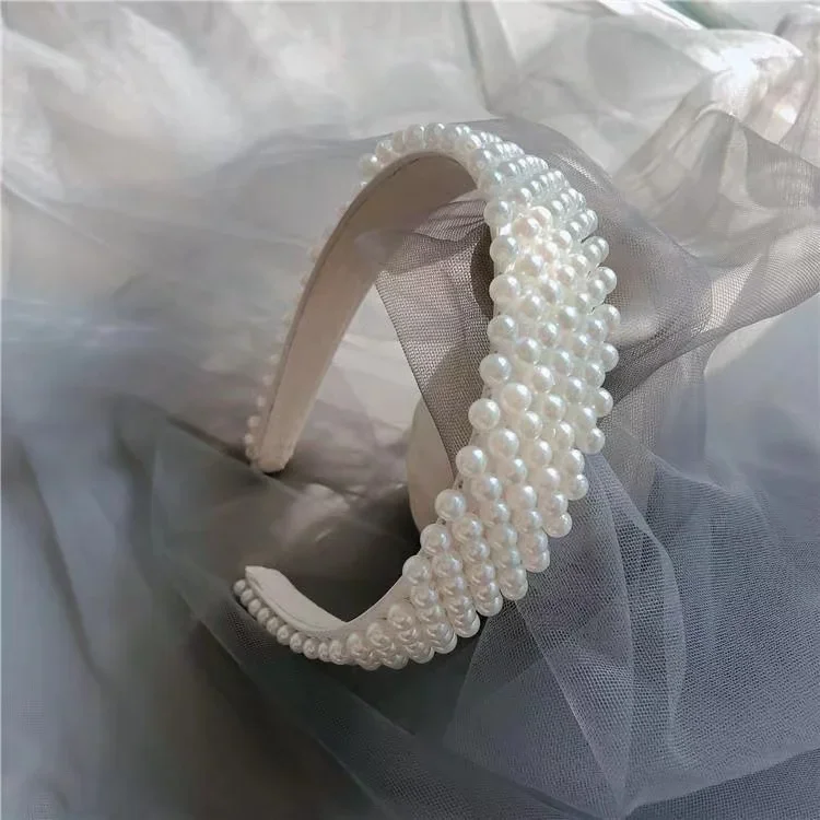 

Жемчужная красочная повязка на голову в стиле барокко, повязка на голову для женщин, повязка на голову со стразами и кристаллами, аксессуары для волос, оптовая продажа QH121