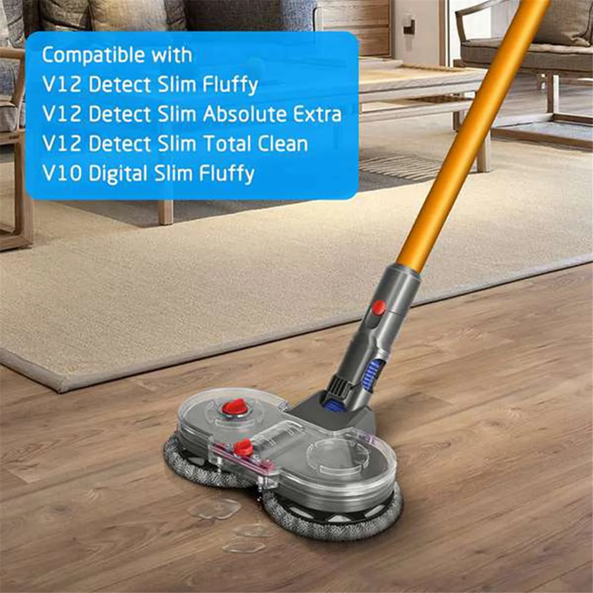 Electric Mop Head For Dyson V10 V12 Slim Vacuum Cleaner, With Removable Water Tank And 12 Washable Mop