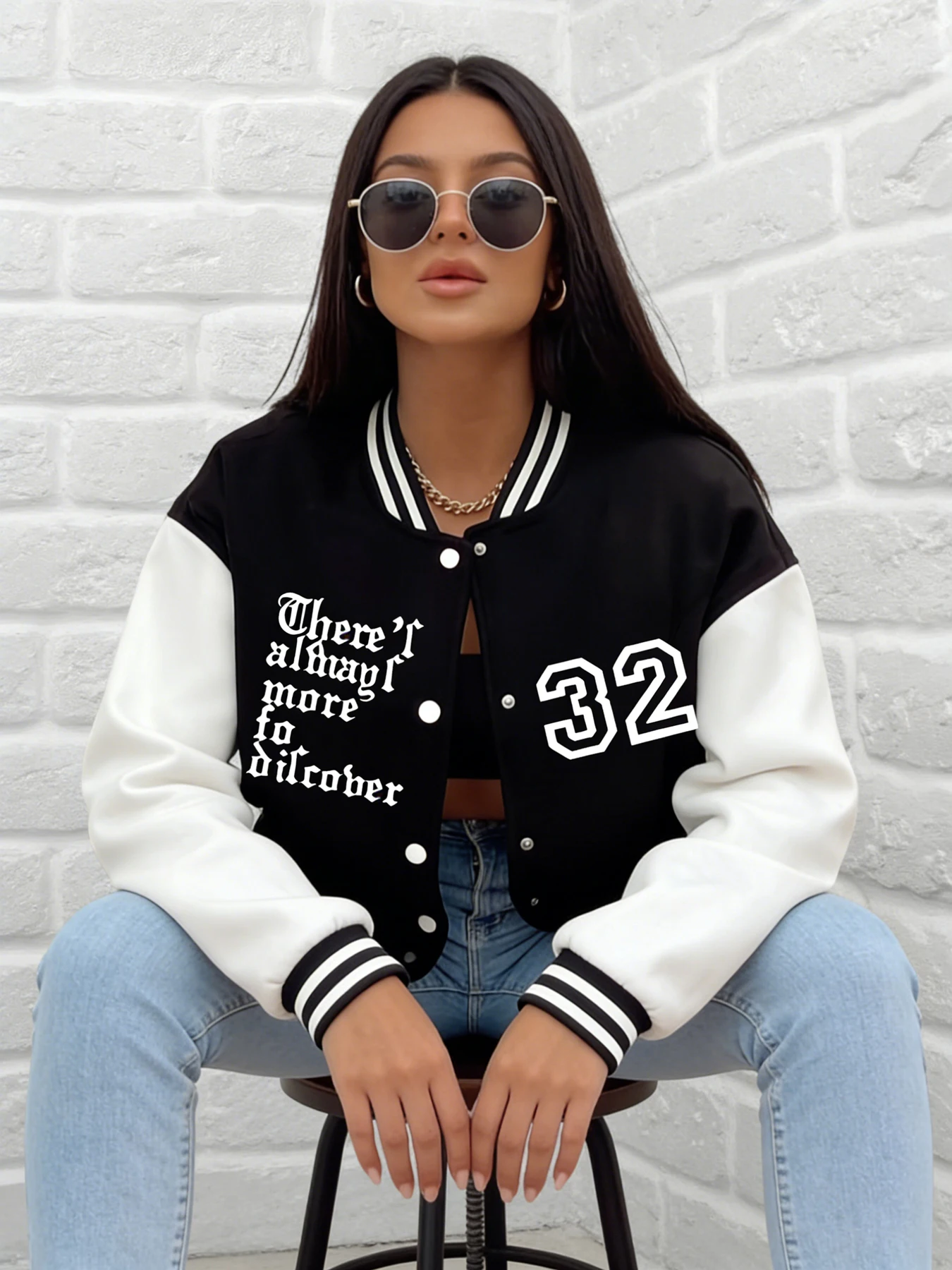 

Женская бейсбольная куртка с цитатой No 32, университетское пальто с принтом, свободная верхняя одежда, повседневная уличная модная одежда