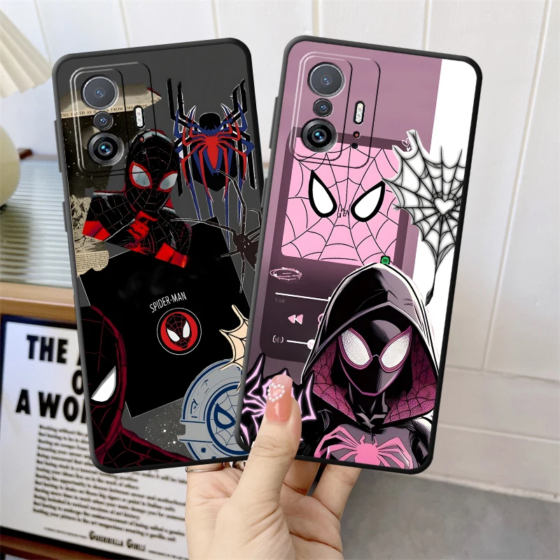 Casing untuk Xiaomi Mi 11 12 13 Lite 10T 11T 12T Pro 12X 13 14 15 Pro Sampul Ponsel Hitam Lembut Marvel Spider Man Lucu