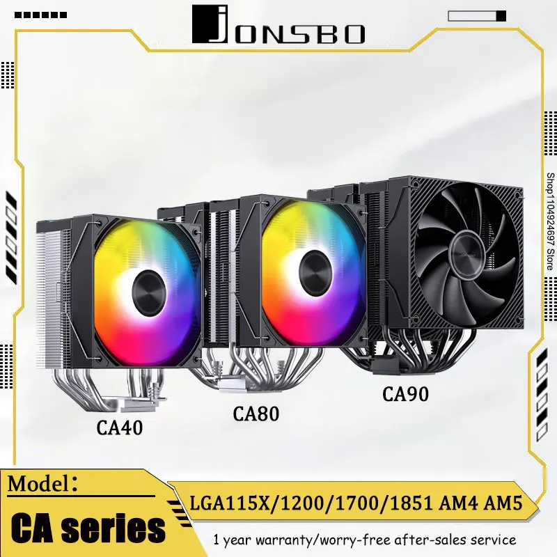 JONSBO CA40/CA80/CA90 ARGB Tower Air-cooled Radiator Integrated Hot Stamping Top Cover CPU Radiator LGA115X/1200/1700/1851 AM4