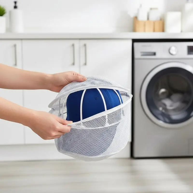 Mesh Laundry Cap Washing Bag Smooth Zipper Anti Deformation Baseball Cap Cleaning Protector