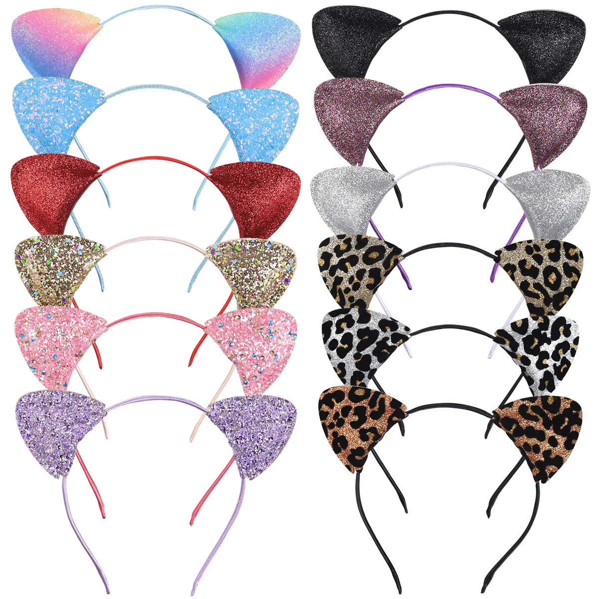 

Frcolor 12pcs Cat Ear Headbands Shiny Cat Ear Hair Hoops Double-sided Bling Hairbands Hair Accessories for Women Girls Dai