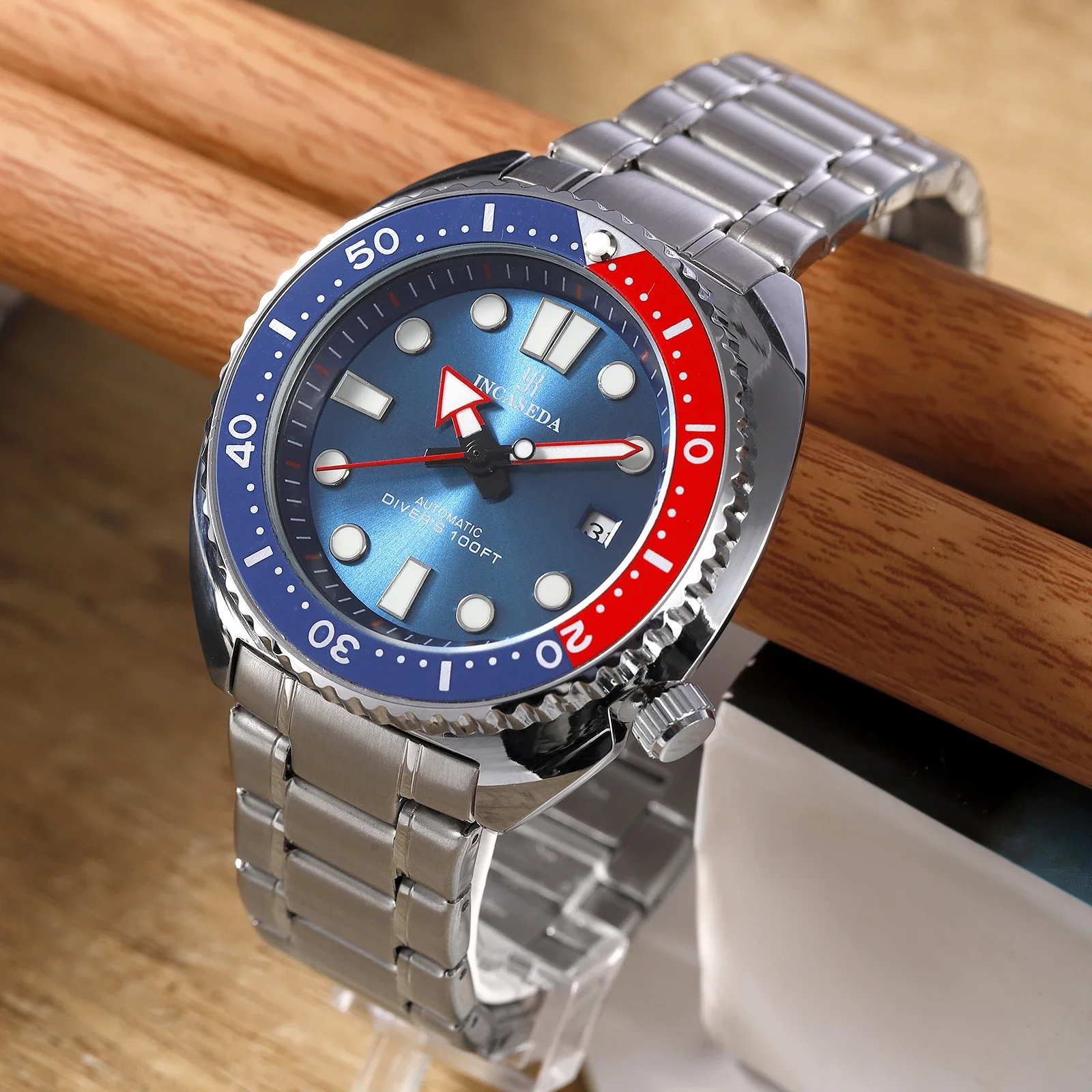 新しいINCASEDAトップブランドの高級ファッションメンズビジネスウォッチ超発光メンズ自動機械式時計