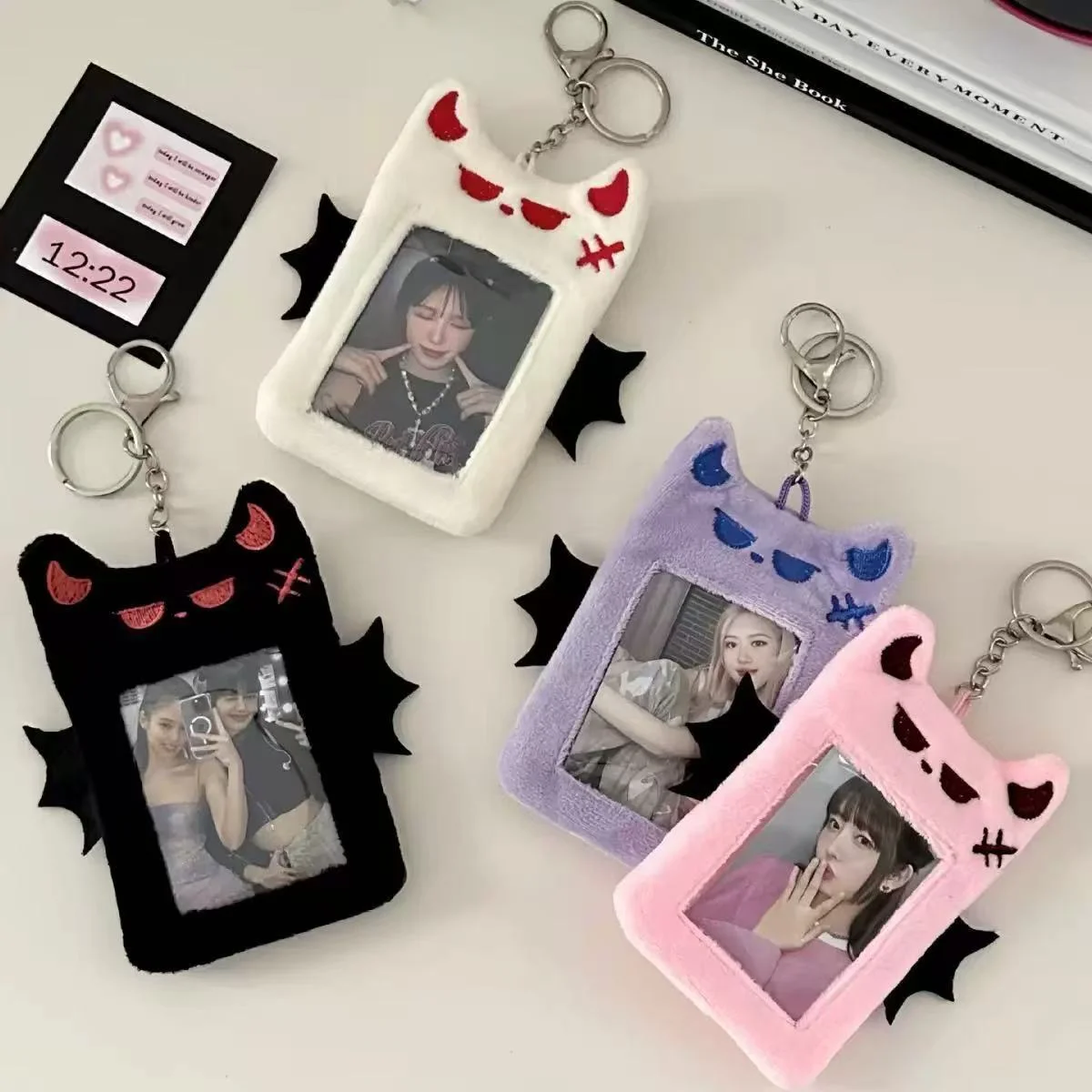 YT Super Cute Little Devil Plush Card Holder - A Must-Have for Idol-Chasing Girls to Store and Display Polaroid Photos, Idol Car