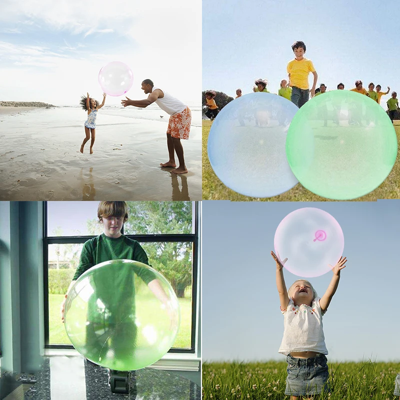 70cm niños al aire libre suave aire lleno de agua bola de burbuja globo inflado juguete divertido juego de fiesta gran regalo para niños bola elástica