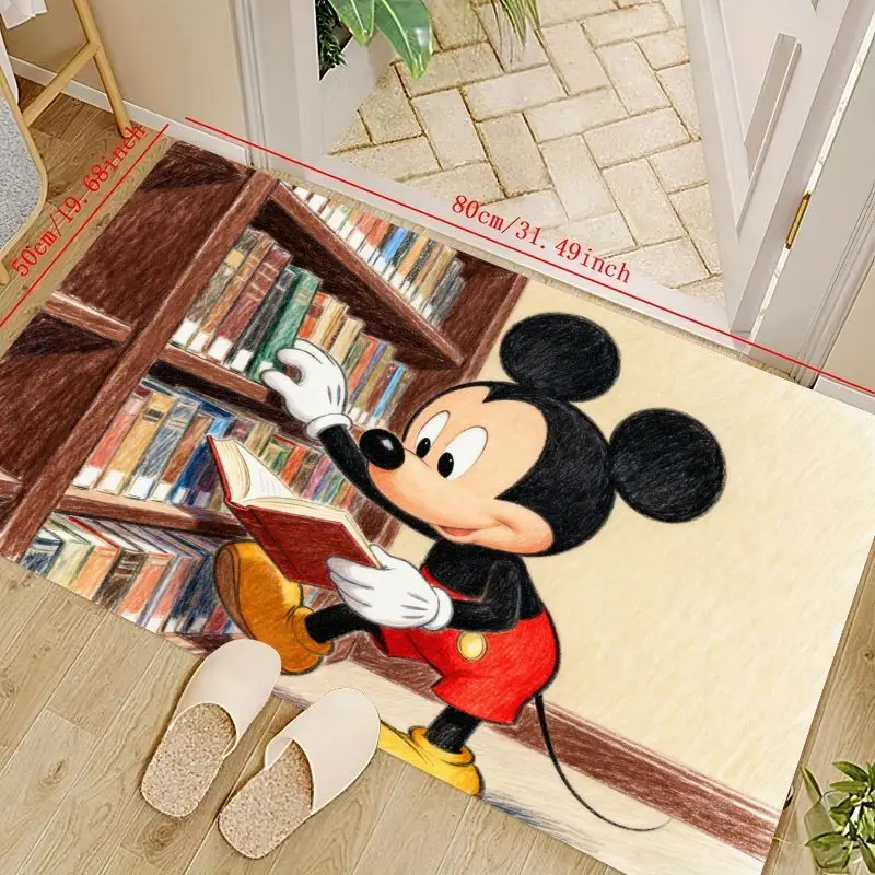 

1 шт., книжная полка для чтения с Микки Маусом Диснея, напольный коврик 50x80 см/19,68x31,49 дюйма, противоскользящий моющийся коврик для детской комнаты,