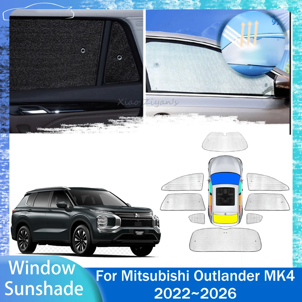 

Для Mitsubishi Outlander MK4 2022-2026 (2023, 2024, 2025) — Защитные аксессуары для автомобильных солнцезащитных шторок на люк и боковые окна