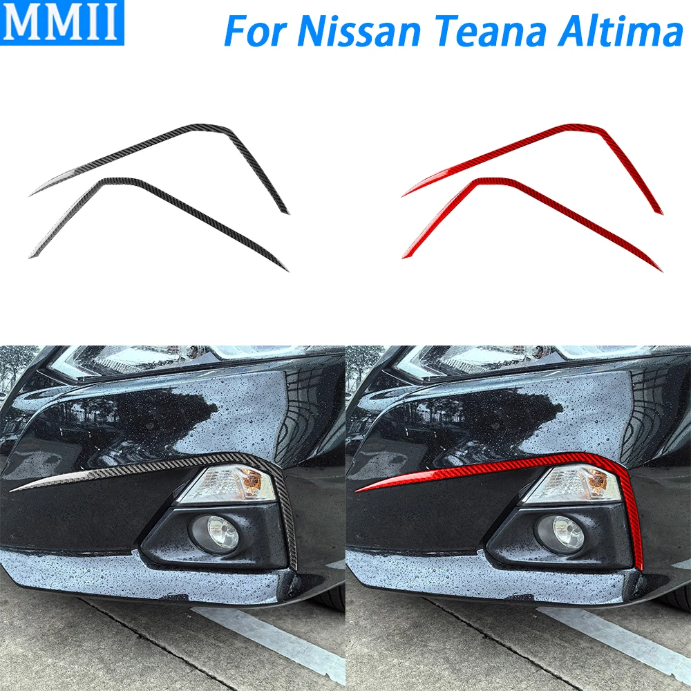 

For Nissan Teana Altima 2019-2024 Real Carbon Fiber Front Fog Lamp Panel Decorative Strips Car Decoration Accessories Sticker