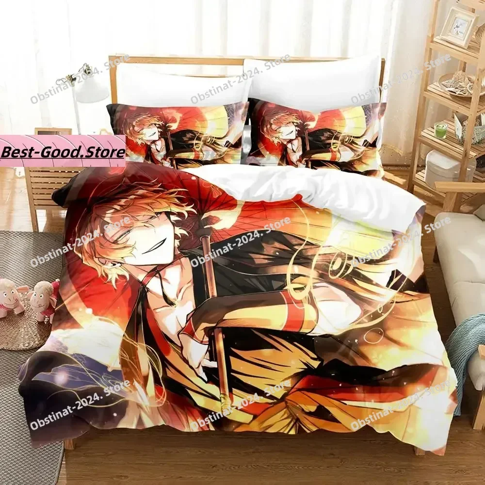 애니메이션 뱅고 스트레이 도그스 나카하라 츄야 침구 세트 프린트 베드 세트 베개 커버 포함 퀸 사이즈 슈퍼 킹 사이즈 침실용