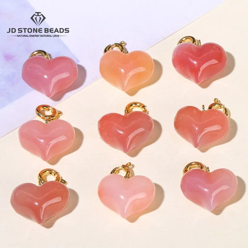 

1 Pc Natural Salt Source Agate Heart Shape Peach Pendant Random Color Charm For Jewelry Making Diy Necklace Bracelet Accessory