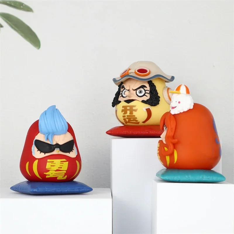 6cm Q-version One Piece Anime Figure Nika Luffy Zoro Sanji Nami Cos Super Dharma Figurine PVC Statue Model Toys Car Ornaments