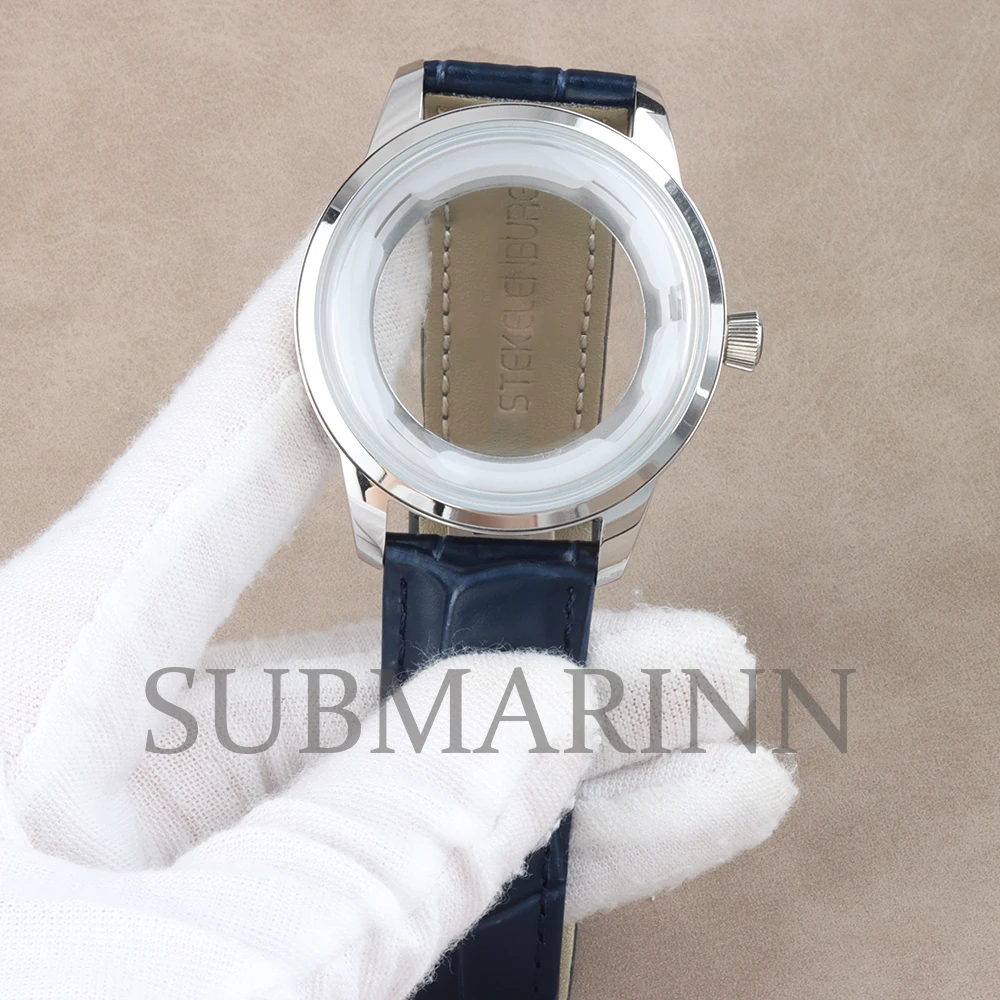 Rose Gold/Silver 40mm Men's Case Arched Glass 316L Stainless Steel 20MM Leather Strap For Cocktail NH35 NH38 Movement 35mm Dial - view 2