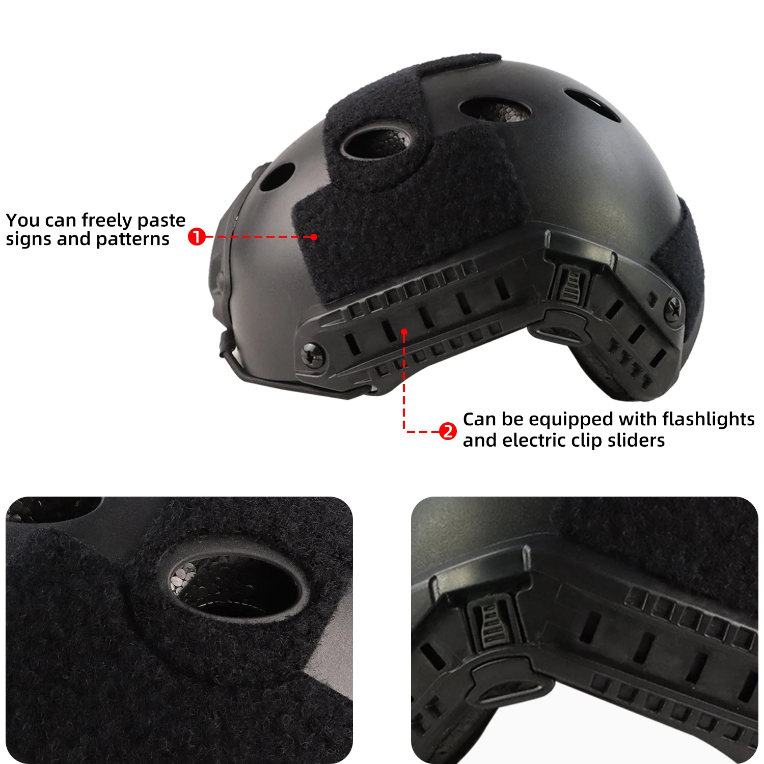 BOOIU Airsoft Fast MH PJ Tactical Helmets Style Simple Quick Version Protective Gear for Outdoor Sports Paintball Games