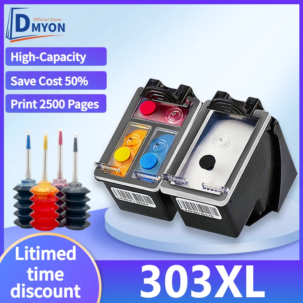 

DMYON Remanufactured Replacement Ink Cartridge for hp 303XL hp303 for Envy 7120 7130 7132 7134 7155 7158 7164 7800 7820 7830