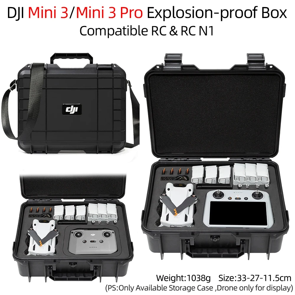 Voor DJI Mini 3 Case Explosieveilige Case Mini 3 Pro Tas Draagbare Waterdichte Doos Harde Shell Grote Capaciteit Accessoires Case