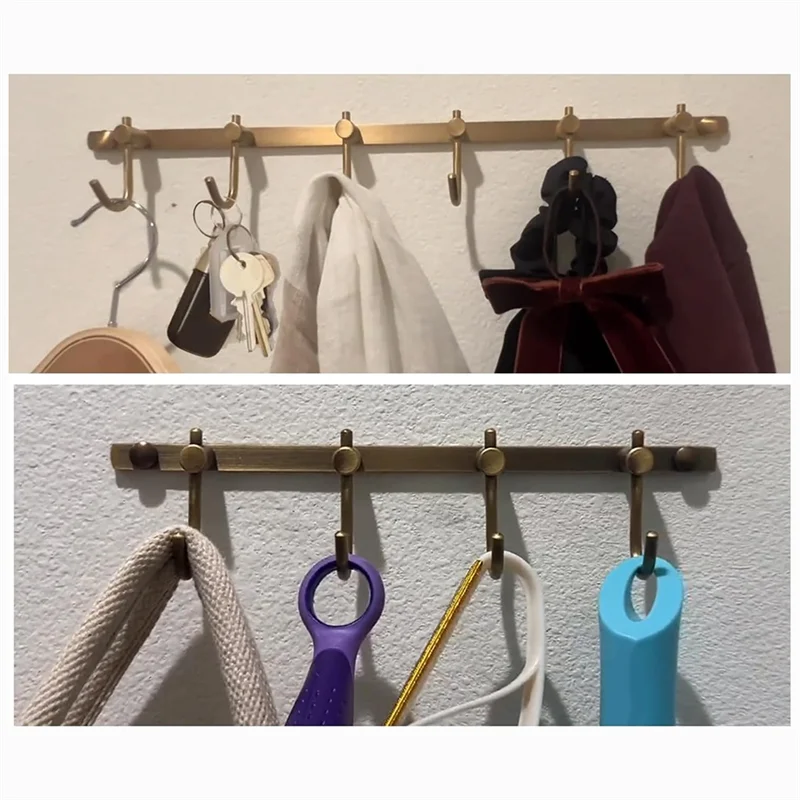 

【Today-Only!】Brass Row Hooks Rack Wall Mounted Bronze Towel Hook For Bathroom Coat Rack For Kitchen Garage