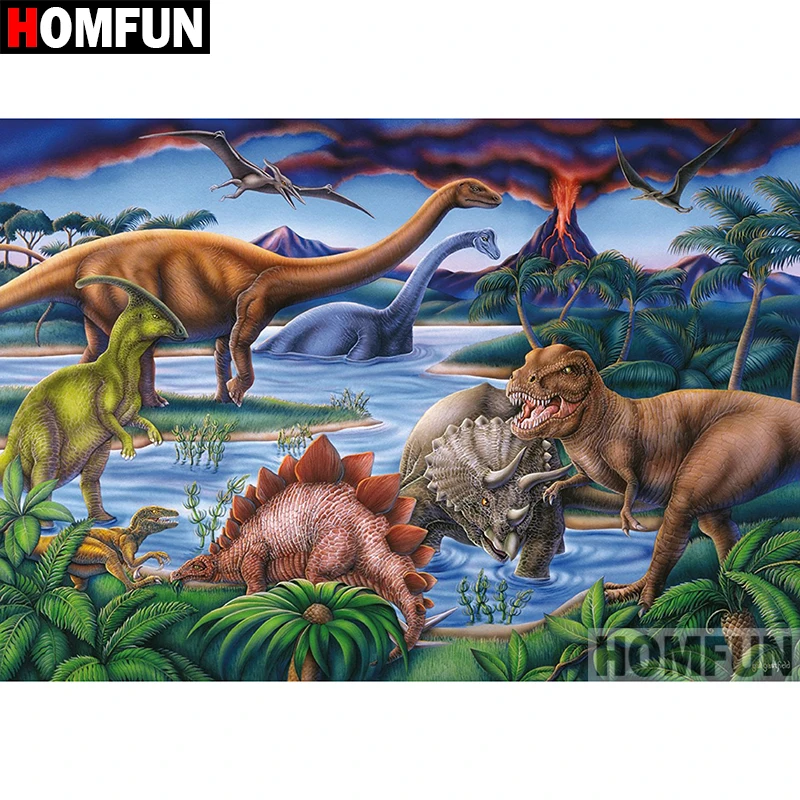 

HOMFUN 5D DIY Diamond Painting Full Square/Round Drill "Animal dinosaur" Embroidery Cross Stitch gift Home Decor Gift A07933