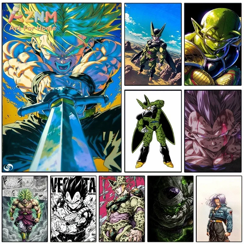 Dragon Ball Trunks Sword Canvas Wall Art Anime Super Saiyan Print Collage For Teen Boys Bedroom Gaming Dorm Wall Decor Unframed