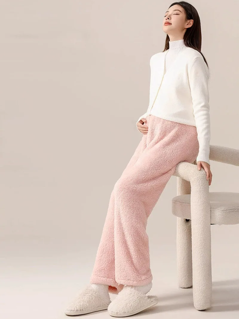 

Зимние утепленные брюки оверсайз для беременных, регулируемые, теплые, плюшевые, свободные, для беременных женщин