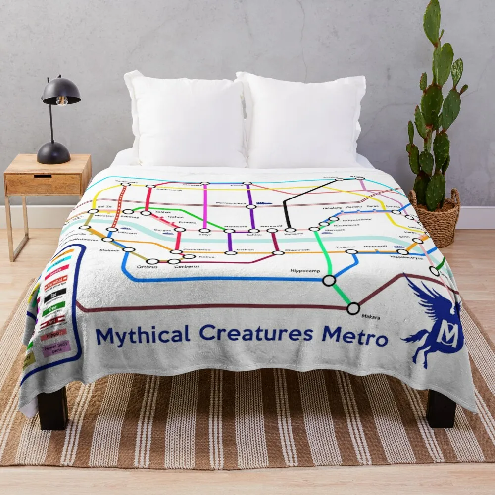 Epic Mythical Creatures Underground Map Throw Blanket sofa bed Plaid on the sofa Blankets