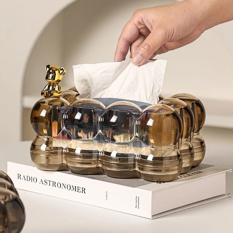 Luxury Transparent Tissue Box Nordic Napkin Holder Portable Spring Tissue Case Dining Table Napkin Box Home Organizer Accessory