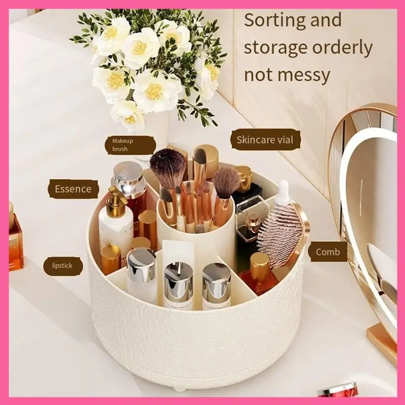 

HOT-Cosmetic Storage Box Rotating Makeup Brush Organizer For Cosmetic Desktop Makeup Organizer Skincare Storage For Vanity