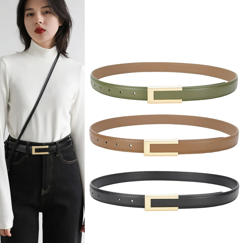 

Multi-color Simple Design Women Jeans Strap Belts Real Cow Leather Waistbands Summer Casual Dress Waist Belts Cowhide Cinturones