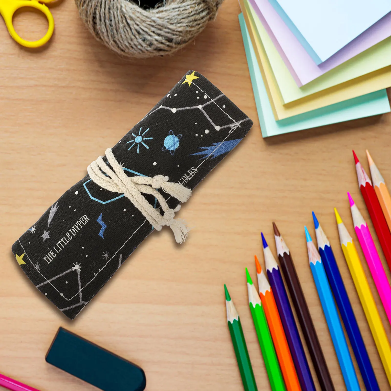 

Durable Affordable Drawing Pencil Pouch Large Capacity Pen Organizer Canvas Roll Up Case Exquisite Workmanship Fashionable