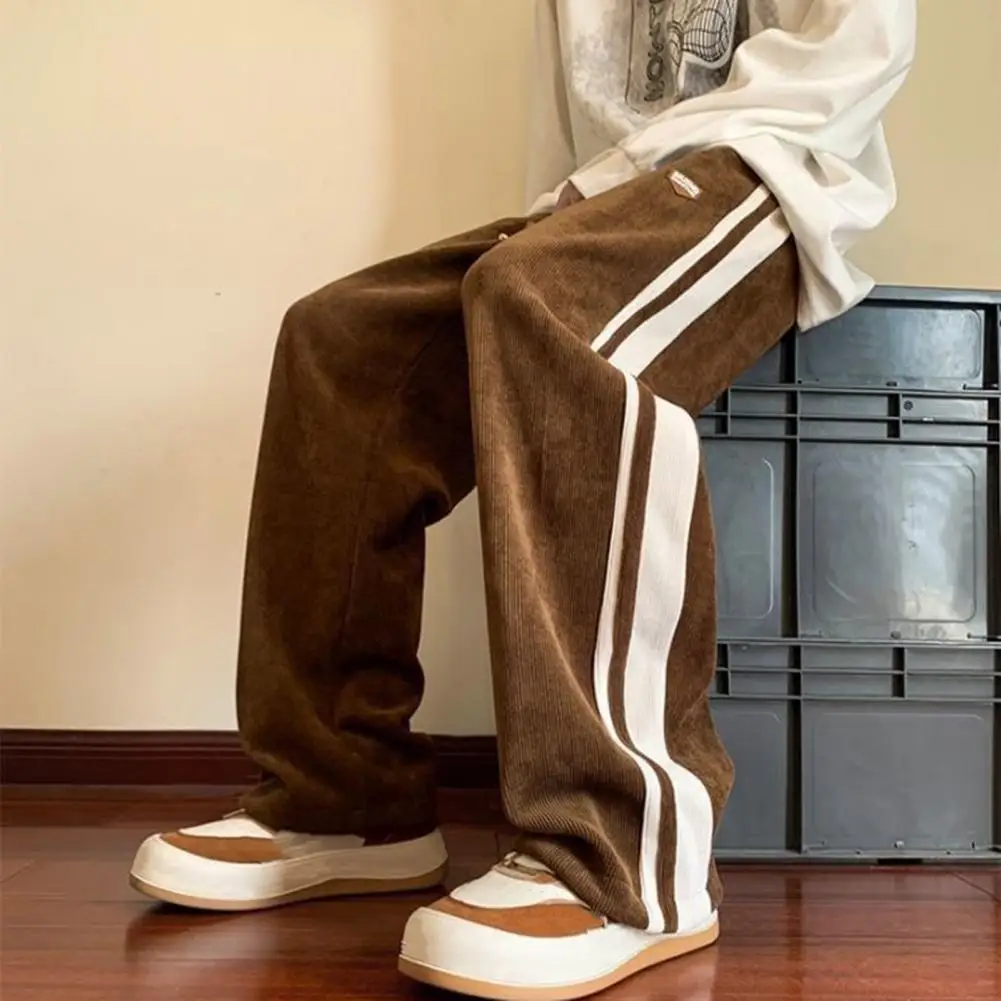 

Men Baggy Pants Striped Sweatpants Harajuku Straight Leg Fashion Men Trousers Hip Hop Streetwear Casual Bottoms Male Pants