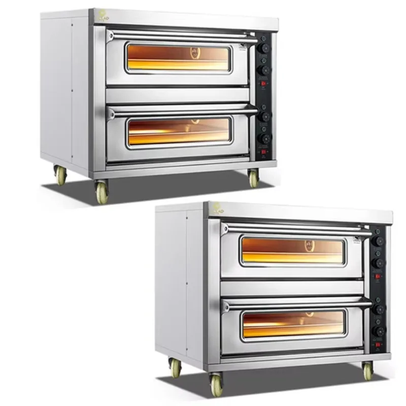 GLEAD Horno eléctrico comercial para hornear pan, doble cubierta, 2 bandejas, clásico, con termostato