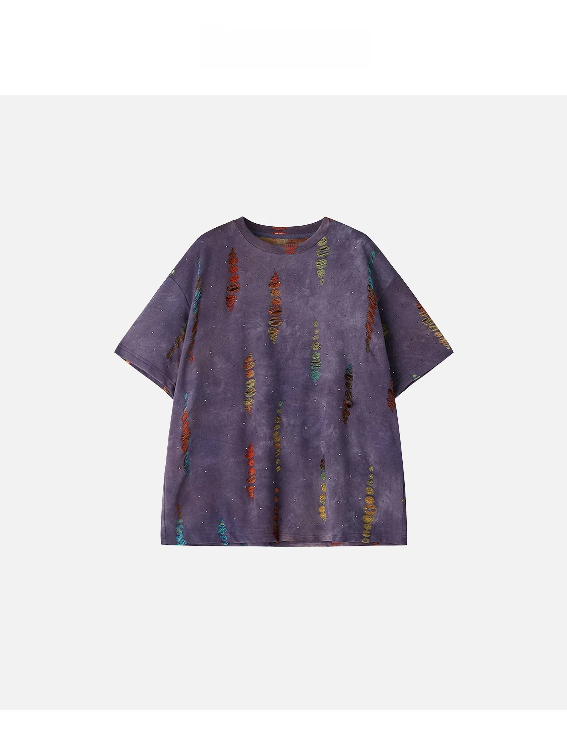 

Романтическая футболка со звездным дизайном, свободная посадка, американский Sle, выцветшие стразы, женская смесь хлопка и полиэстера