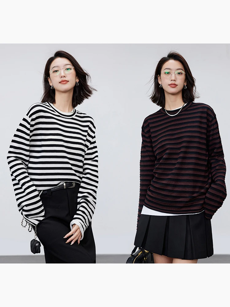 

Classic River Pure Wool Knitwear Long Sve Striped Base irt Australian Merino Wool Comfortable Commute Sle