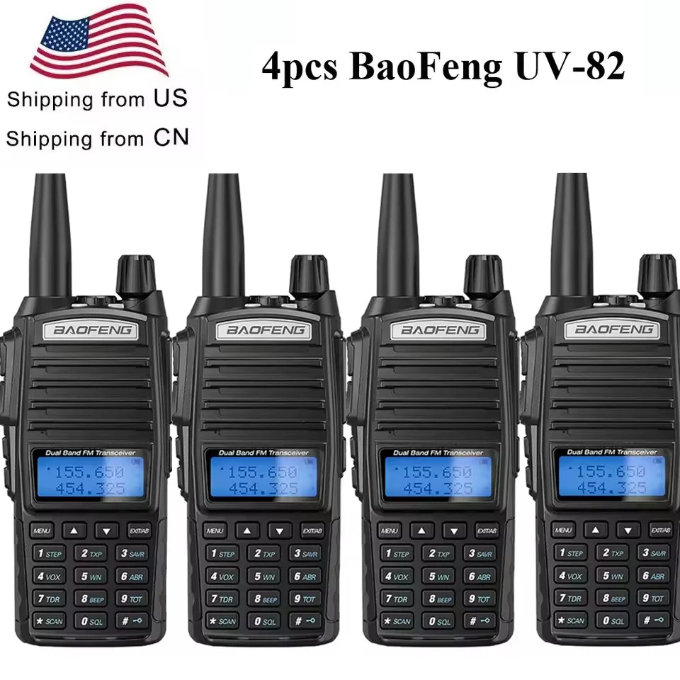 4 Uds Baofeng UV-82 5W banda Dual 136-174 y 400-520MHz Walkie Talkie UV82 128 canales CTCSS DCS Radioaficionado portátil
