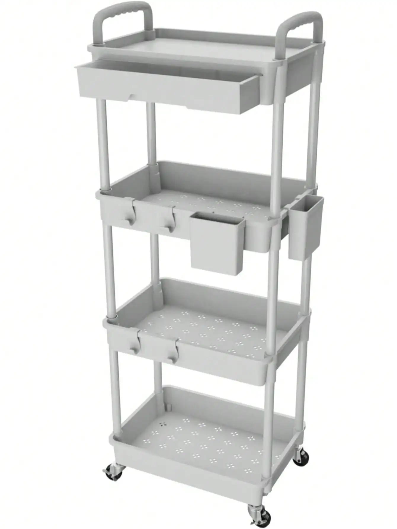 عربة أدوات دوارة بمقبض: وحدة رفوف تخزين متنقلة متعددة الوظائف للمنزل والمكتب #1