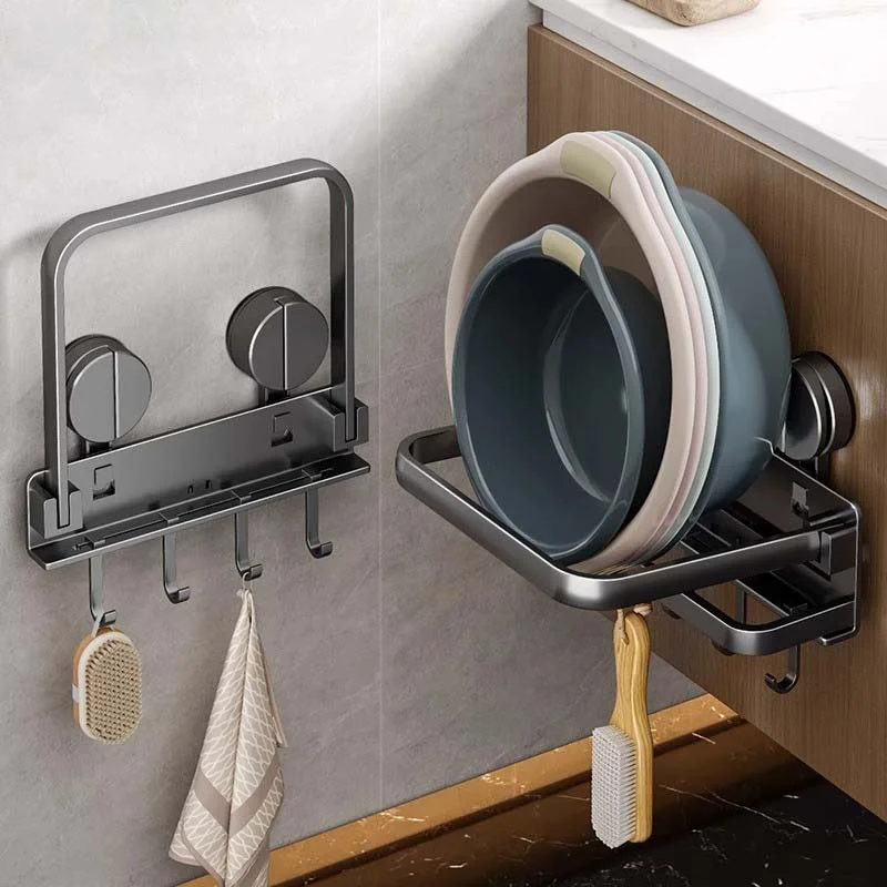 

Strong Suction Cup Basin Holder, No-Drill Bathroom Organizer Rack to Save Space and Keep Your Bowls Dry & Accessible