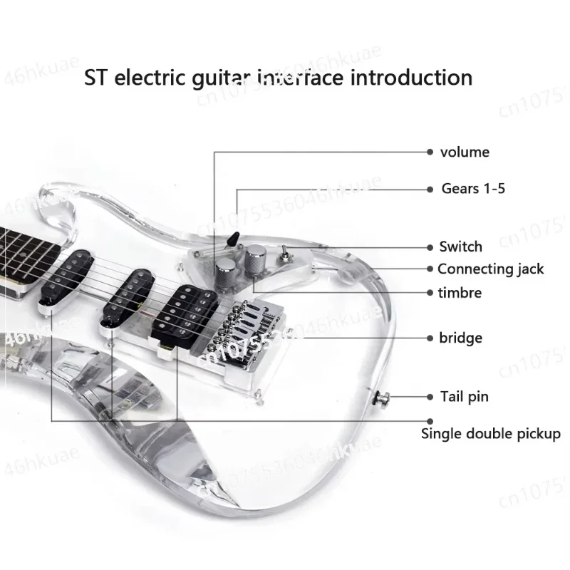 39-Inch Entry-Level Acrylic/Wood 6 Strings ST Electric Guitar for Beginner High Quality Electric Guitar Single Double ST